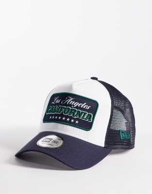 Casquette camionneur à inscription California - Bleu marine/blanc-Multicolore One Size