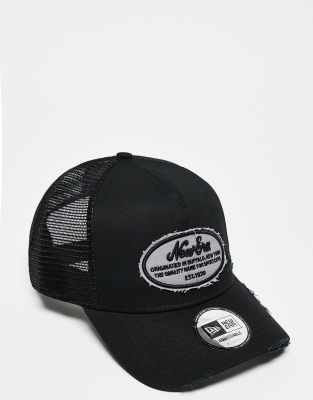 New Era - Casquette camionneur avec écusson effet usé - Noir