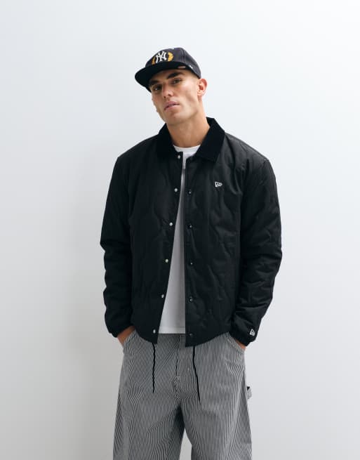 New Era - Chaqueta negra estilo entrenador con logo, 4 de 5