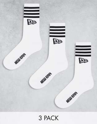 New Era - Chaussettes à 3 bandes - Blanc
