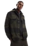 [New Era] New Era check shacket in green L Mid Green