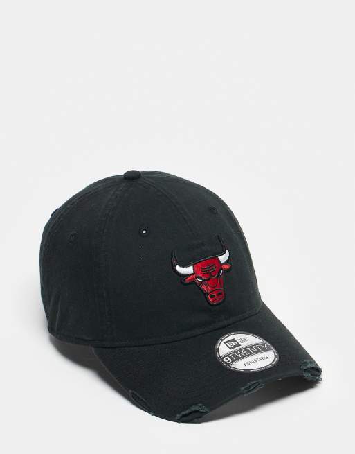New Era Chicago Bulls 9Twenty washed cotton distressed cap in black