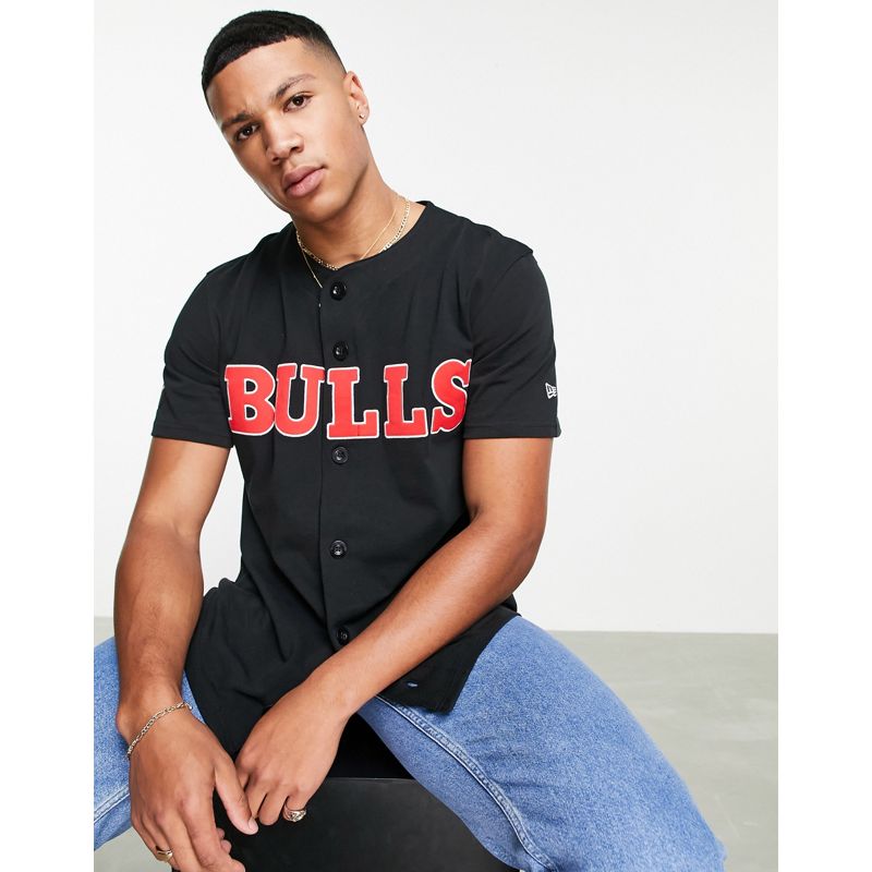 Camicie stampate 4j2OX New Era - Chicago Bulls - Camicia stile baseball nera