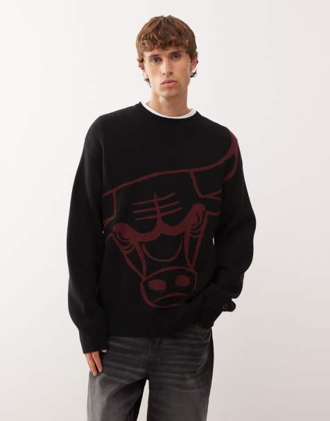 New Era Chicago Bulls oversized knitted jumper in black