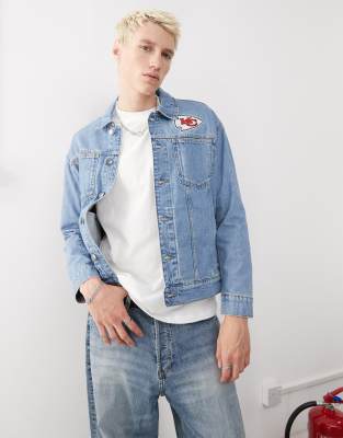 New Era New Era Chicago Bulls denim motif back denim jacket in blue wash