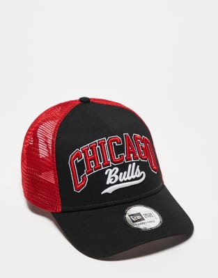New Era New Era Chicago Bulls E Frame trucker cap in black multi