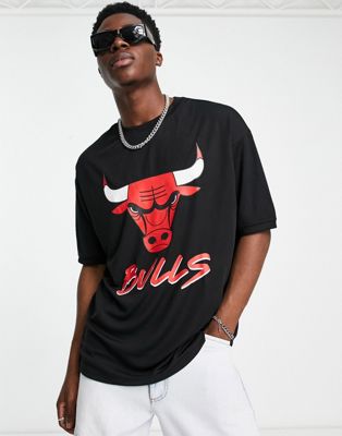 New Era Chicago Bulls mesh script t-shirt in black