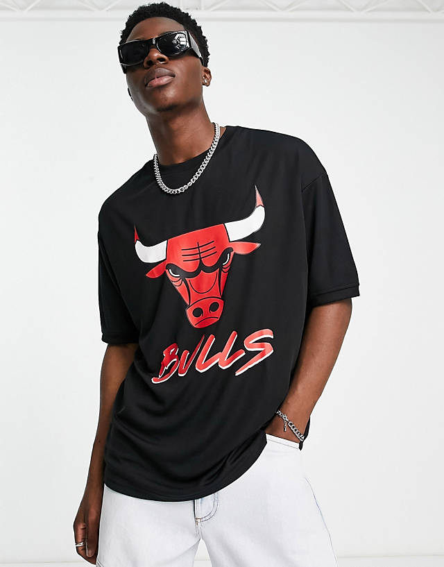 New Era - chicago bulls mesh script t-shirt in black