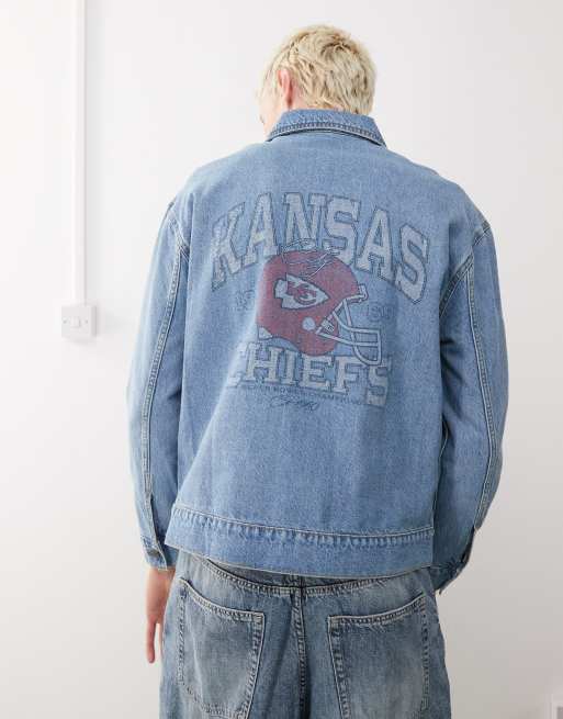 New Era Chicago Bulls motif back denim jacket in blue wash, 4 of 4