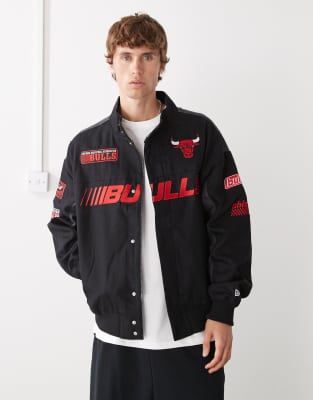 New Era New Era Chicago Bulls motorcross jacket in black