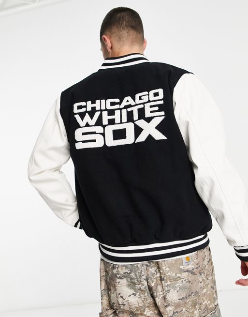 Jackets New Era Chicago White Sox MLB Heritage Varsity Jacket Black/ Off  White