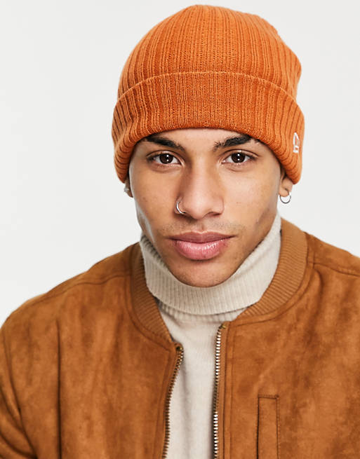  Caps & Hats/New Era chunky knit mini fisherman beanie in burnt orange exclusive at  