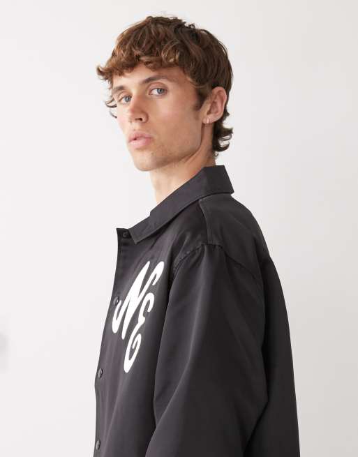 New Era coach jacket in black with multi badging and embroidery, 4 of 5