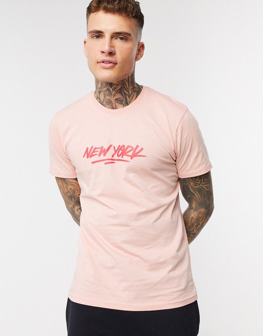 New Era - Contemporary - T-shirt rosa con logo-Nero