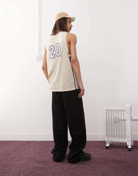 New Era contrast mesh panel tank top in cream - view 1