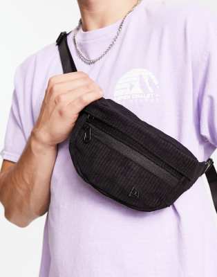 New Era corduroy bum bag in black