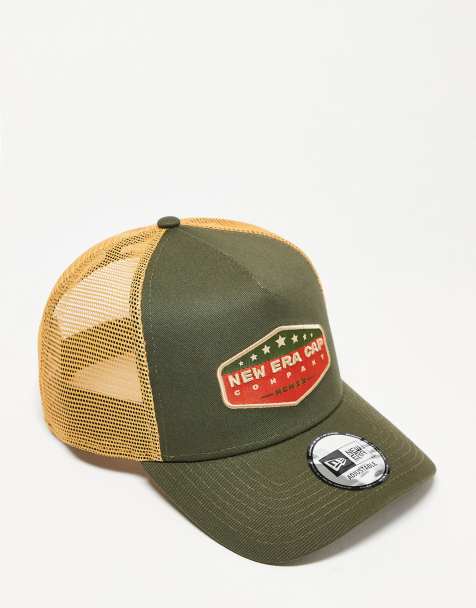 New Era cotton patch contrast trucker cap in yellow multi - view 1
