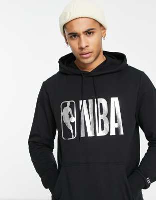 New Era – Czarna bluza z kapturem ze wzorem NBA ze srebrnej folii