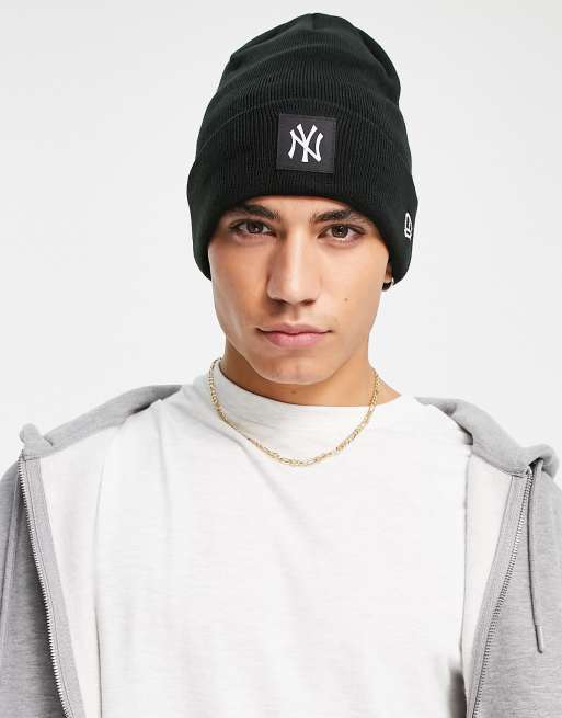 New Era – Czarna czapka beanie z naszywką NY i logo