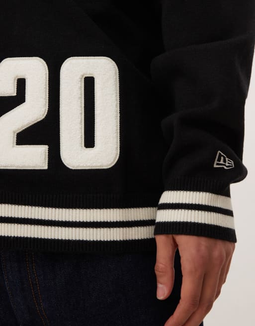 New Era – Czarny dzianinowy kardigan oversize z haftowanym wzorem, 5 z 5