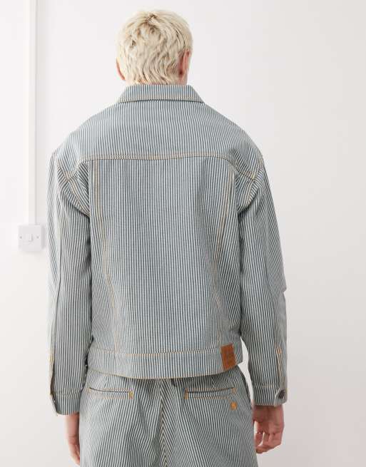 New Era - Denim jack met krijtstrepen in multikleur, deel van co-ord set , 4 van 4