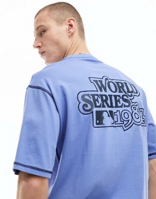 New Era Detroit logo t-shirt with contrast stitch in blue