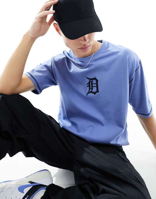New Era - Detroit - T-shirt blu con logo e cuciture a contrasto, 2 di 4
