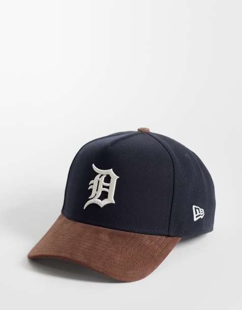 New Era Detroit Tigers E frame suede visor contrast peak cap in navy/brown - view 1