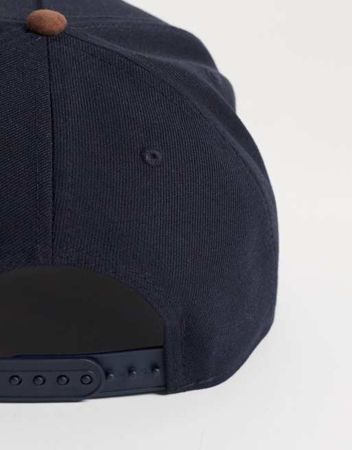 New Era Detroit Tigers E frame suede visor contrast peak cap in navy/brown, 3 of 3