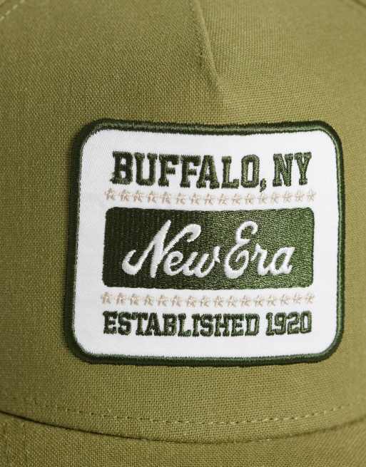New Era - E Frame - Casquette en lin mélangé avec écusson à logo - Kaki, 2 de 3
