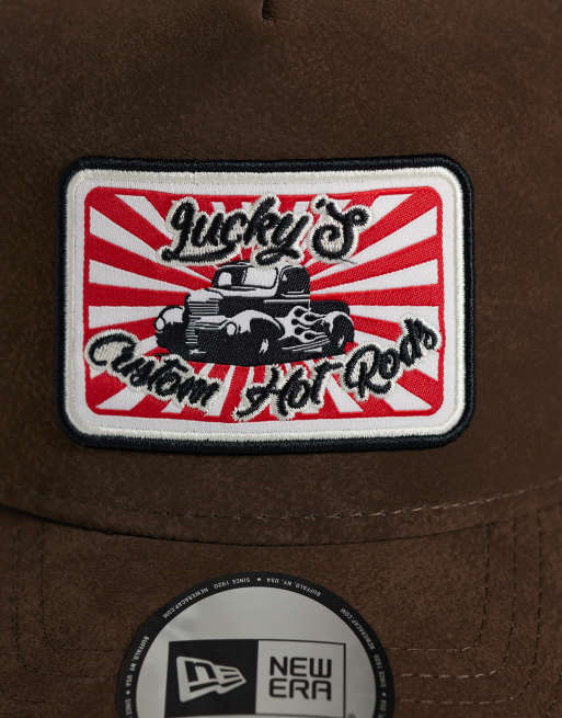 New Era E frame graphic moto patch PU cap in brown, 2 of 3