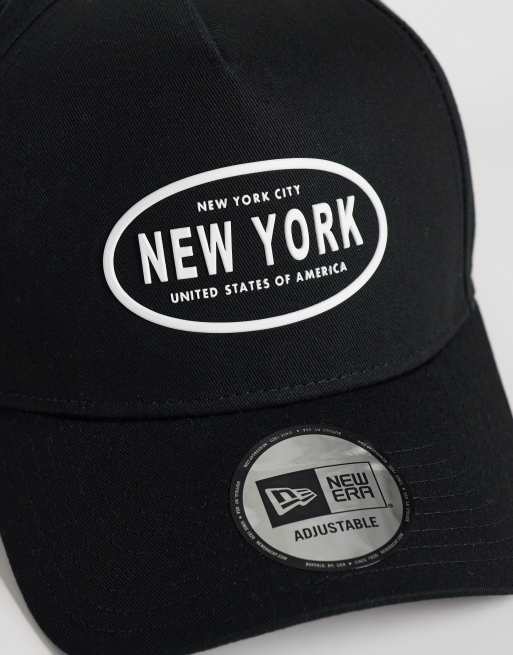 New Era E frame New York rubber logo patch cap in black, 2 of 3