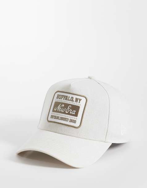 New Era E frame patch logo linen cap in cream - view 1