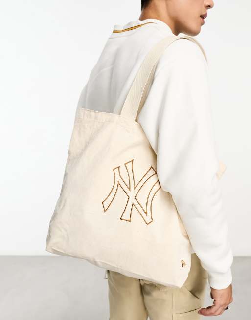 New Era - Eenvoudige tote tas met NY-print in wit