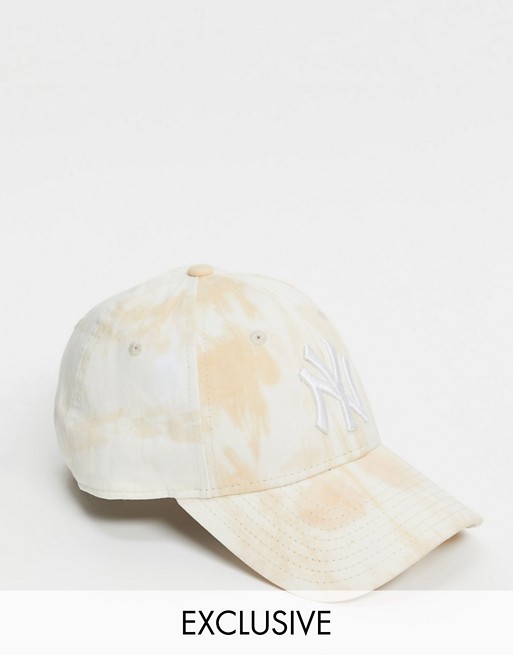 New Era Exclusive 9Forty cap in stone tie dye with white NY