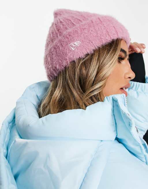 New Era Exclusive fluffy ribbed beanie in dusky pink ASOS