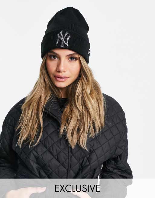 New Era Exclusive NY beanie in black with diamante logo