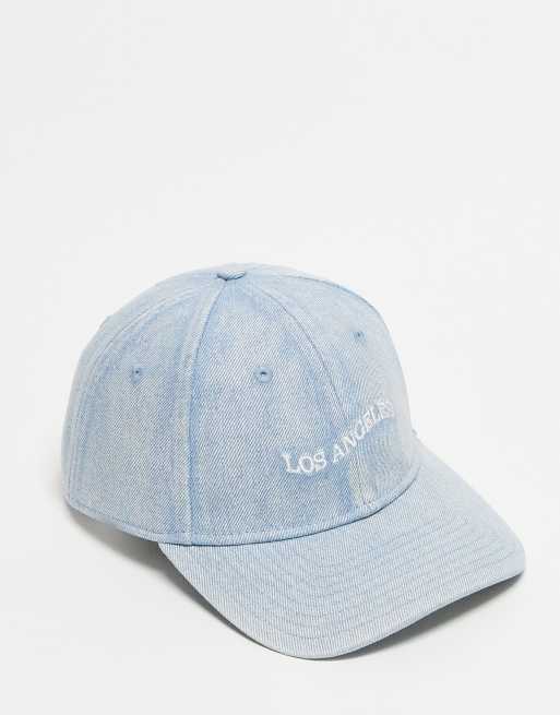 New Era Exclusive Unisex – 9Forty Los Angeles – Jasnoniebieska jeansowa czapka z daszkiem, logo i efektem wybielenia