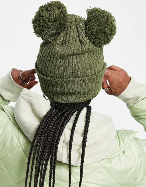 New Era - Exclusivité - Bonnet côtelé avec deux pompons et inscription NY - Kaki, 2 de 4