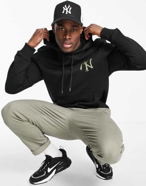 New Era - Felpa con cappuccio nera con logo dei New York Yankees