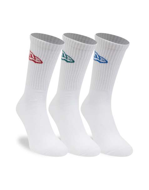 New Era flag logo 3 pack crew socks in white - view 1