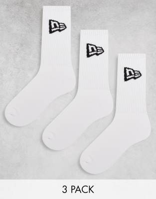 New Era New Era flag logo 3 pack socks in white