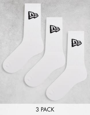 New Era flag logo 3 pack socks in white | ASOS