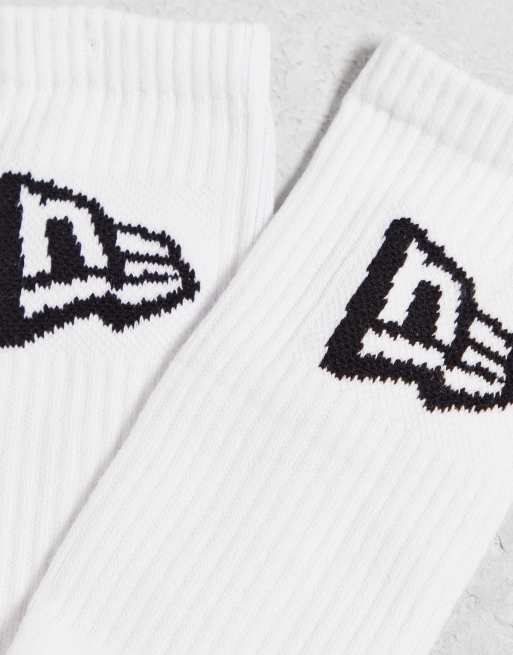 New Era flag logo 3 pack socks in white, 2 of 4