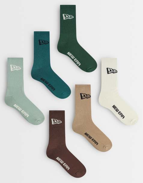 New Era flag logo 6 pack crew socks in multi - view 1