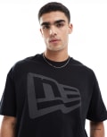 [New Era] New Era flag logo oversized t-shirt in black M BLACK