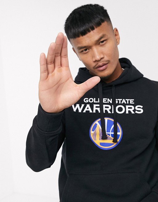 New Era NBA Golden State Warriors logo hoodie in black