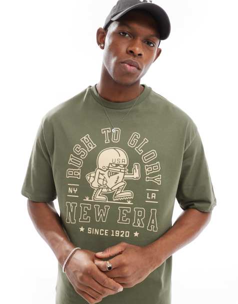 New Era graphic t-shirt in khaki - view 1