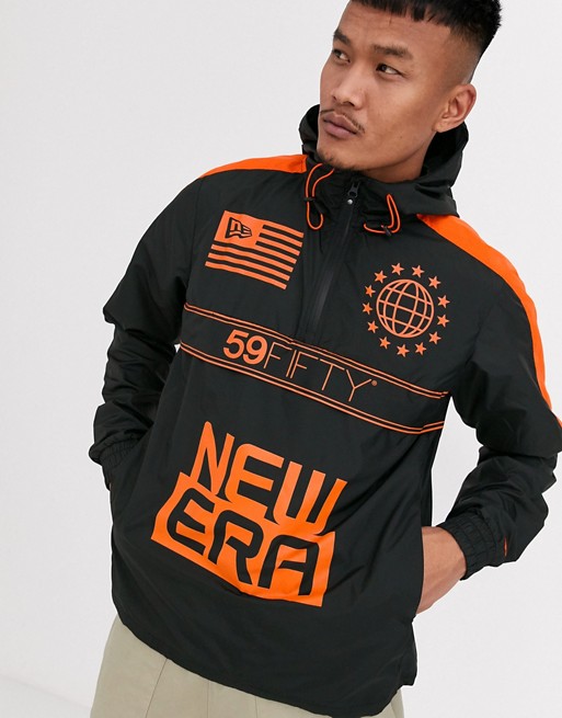 New Era Graphic windbreaker jacket in black