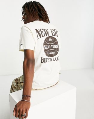 New Era heritage backprint t-shirt in off white